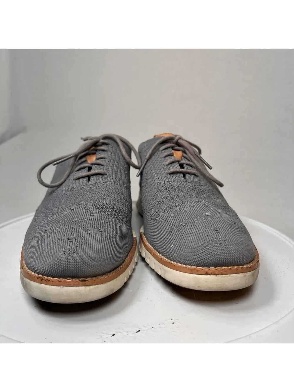 Cole Haan Zerogrand Stitchlite Wingtip Oxford Gray Knit Shoes Men’s Sz 9M C24944